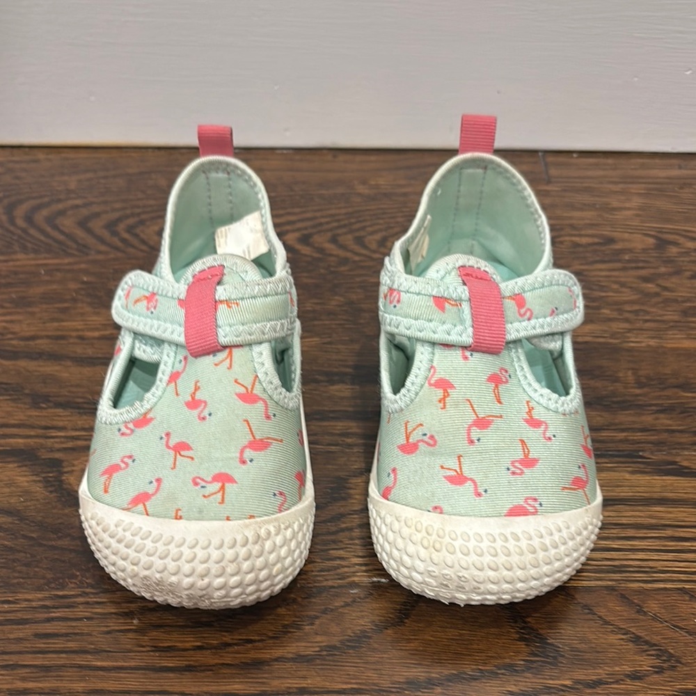 Cat & Jack Toddler Girl Mint Green & Pink Flamingo Water Shoes, size 8